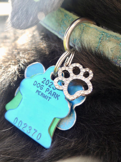 Diamond Paw Earrings & Dog Tag