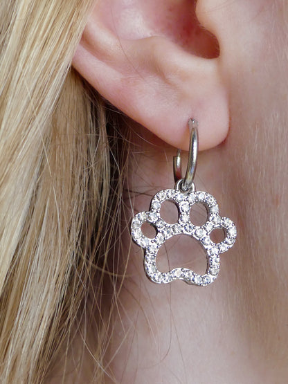 Diamond Paw Earrings & Dog Tag