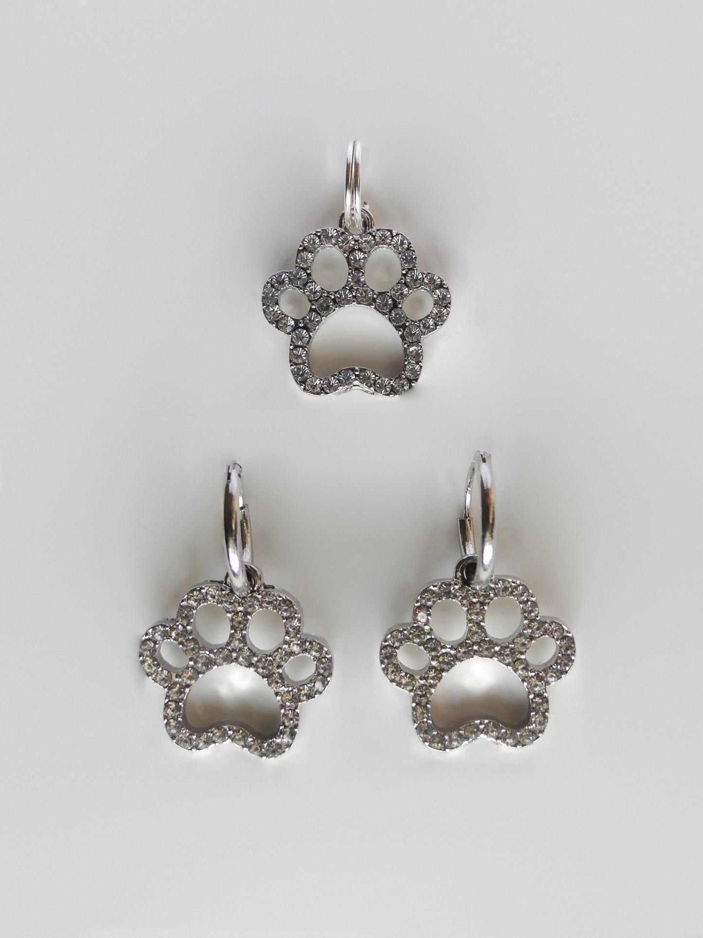 Diamond Paw Earrings & Dog Tag