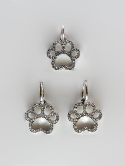 Diamond Paw Earrings & Dog Tag